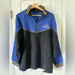 Guinness Blue and Black Quarter Zip Pullover Sweatshirt